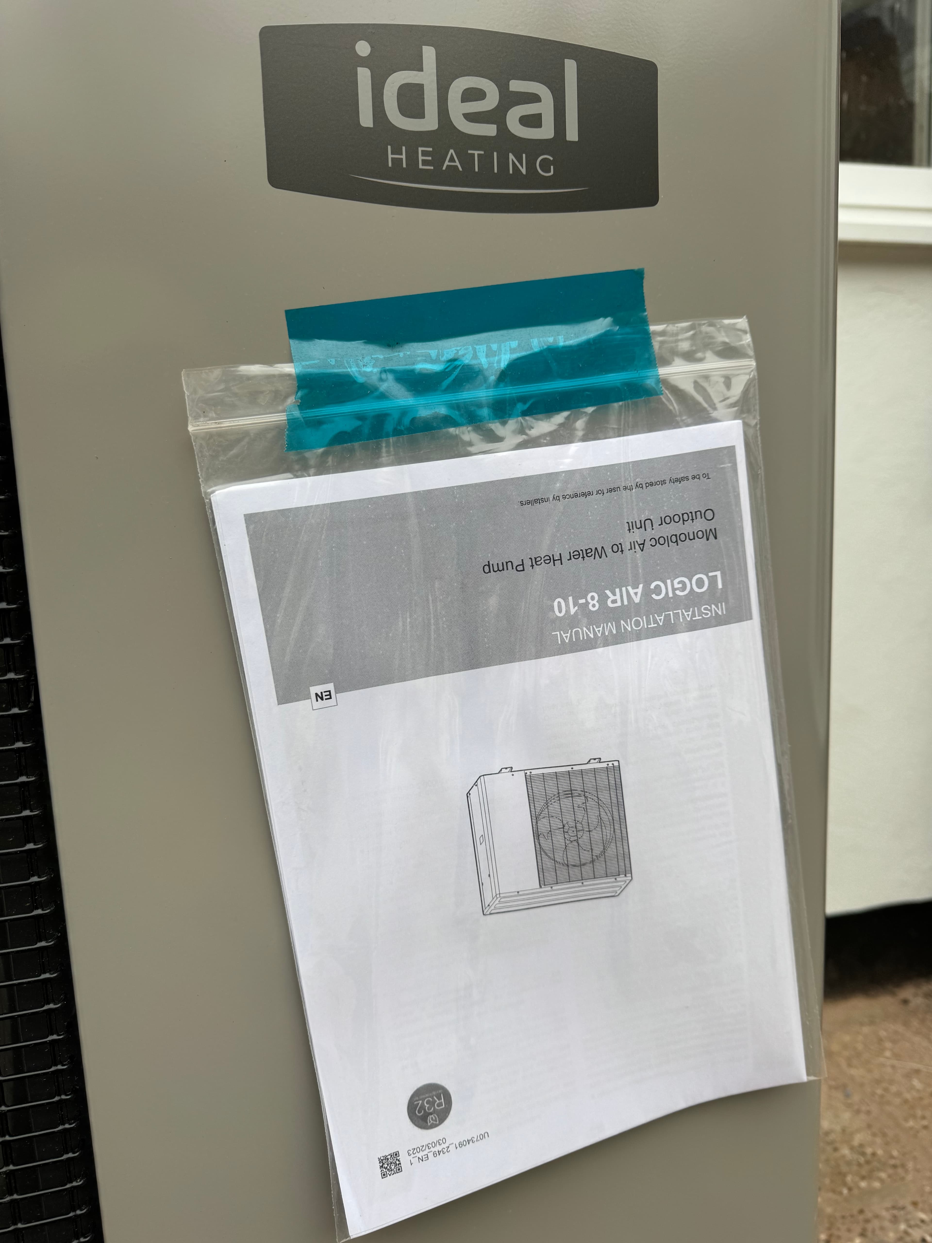 IDEAL Heating logo on heat pump unit